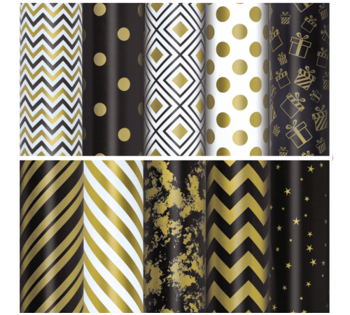 Бумага упаковочная 70*100см Золотая сказка Golden pattern ассорти