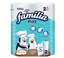 Полотенца бумажные FAMILIA 2шт в упак 2-х слойные белые